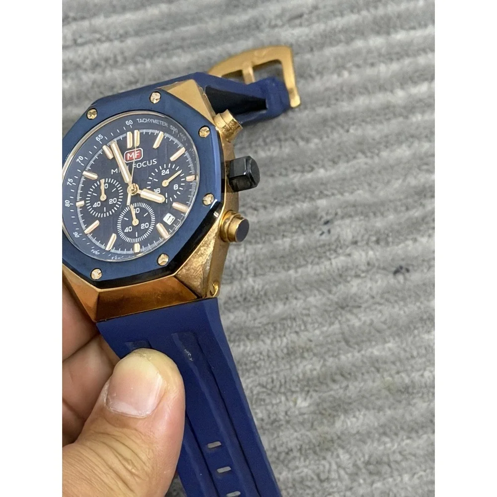 Men's Watch Octagon Wrist Watch Waterproof Luminous Calendar Silicon Band Watch